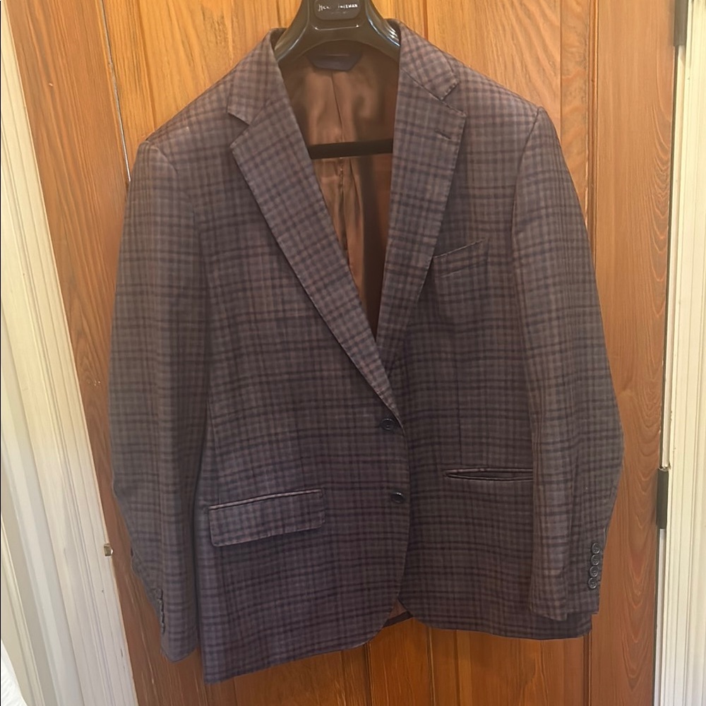 Brown and Black Sport Coat with Notched Lapel